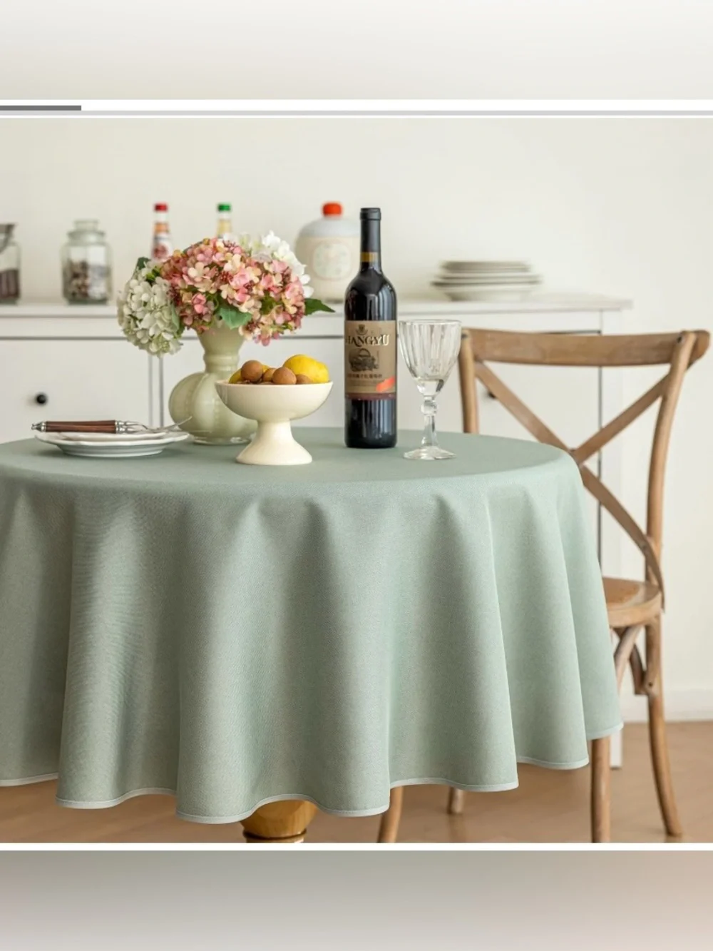 Multi-Purpose Tablecloth Polyester Waterproof Washable 60” Round SAGE GREEN
